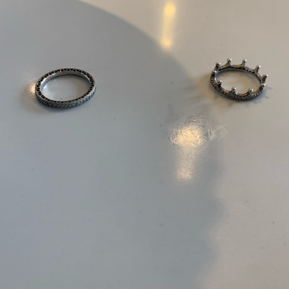 Pandora Sterling Silver Clear Sparkling Crown and Sparkle & Hearts Ring - Picture 3 of 3